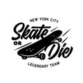 Skateboarding t-shirt design. Vector vintage illustration. Royalty Free Stock Photo