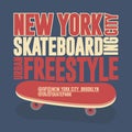 Skateboarding t-shirt New York, typography print emblem graphic design