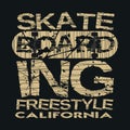 Skateboarding t-shirt, T-shirt inscription, typography graphic design