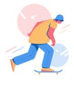 Skateboarding teen collection. Young man riding on a skateboard.