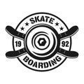 Skateboarding vector emblem with wheel and decks