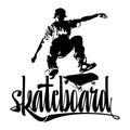 Skateboarding. Vector illustration of black color, isolate.