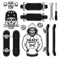 Skateboarding vector objects, design elements Royalty Free Stock Photo