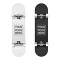 Skateboarding. Vector Realistic 3d White and Black Blank Skateboard Icon Set Closeup Isolated on White Background