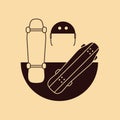 skateboards and helmet. Vector illustration decorative design