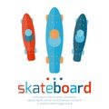 Skateboards top view on a white background.