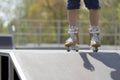 Skater in aggressive in-line rollerblades Royalty Free Stock Photo