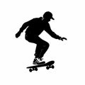 Skater black icon on white background. Skateboarder silhouette