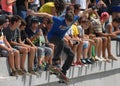 Skater boy performs during contest at Street Heroes urban festival