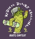 Skater Cactus. Radical desert challenge Royalty Free Stock Photo