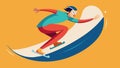 A skater carving graceful arcs on a halfpipe the joy of the sport evident on their face.. Vector illustration. Royalty Free Stock Photo
