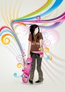 Skater girl vector illustration Royalty Free Stock Photo