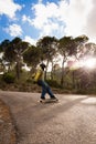 Skater long boarder speed blur speed skater magic hour Royalty Free Stock Photo