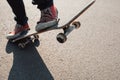 Skater make olly trick exercise. Royalty Free Stock Photo