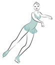 Skater skates on ice. The girl is beautiful and slender. Lady athlete, figure skater. Vector illustration Royalty Free Stock Photo