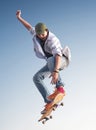 Skater on the sky background Royalty Free Stock Photo