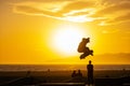 A skater in Venice Beach performs a jump Royalty Free Stock Photo