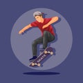 Skaterboy, Skateboard athlete jump pose concept in cartoon illustration vector