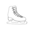 Skates, figure skating one line art. Continuous line drawing of new year holidays, christmas, winter accessory, winter