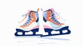 Skates for figure skating. Skaters' shoes on blades, laces tied. Winter rink boots for snow sports, activities. Flat Royalty Free Stock Photo