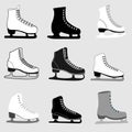 Skates icon vector set. Ice Skate illustration sign collection. Figure skating symbol or logo. Royalty Free Stock Photo