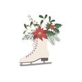 Skates with Winter Bouquet. Christmas Decoration.