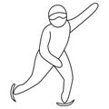 Skating. The athlete moves at speed on skates on ice. Sketch. Vector icon. Running to overcome the distance - the track