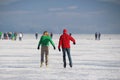 Skating on a frozen lake, Austria, Europe.