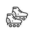 Black line icon for Skating, boot and roller Royalty Free Stock Photo