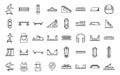 Skating park icons set outline vector. Skate roller stunt