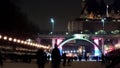 Skating on the Rideau Canal at night during Winterlude in Ottawa, Canada. Royalty Free Stock Photo