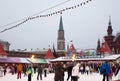 Skating rink on the Red Square, it's decorated for the New Year and Christmas holidays. Moscow