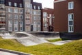 skating and scooter playground in a modern courtyard. rollerdrome.