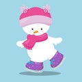 skating snowman pink hat 07