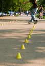 Skating young man on rollerblades Royalty Free Stock Photo