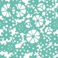 Skattered sprocket-wheels, gear silhouettes seamless pattern