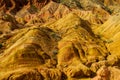 Colorful mountains, yellow and different color painted hills Royalty Free Stock Photo