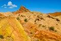 Colorful mountains, yellow and different color painted hills Royalty Free Stock Photo