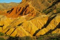Yellow and red mountains and rock formation valley Royalty Free Stock Photo