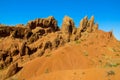 Yellow and red mountain in Asia at rock formation erosion valley Royalty Free Stock Photo