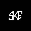 SKE letter logo design on black background. SKE creative initials letter logo concept. SKE letter design