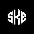 SKE letter logo design with polygon shape. SKE polygon and cube shape logo design. SKE hexagon vector logo template white and Royalty Free Stock Photo