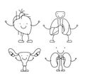 Skecth silhouette caricature happy face set collection human body systems