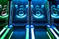 Skee-Ball Arcade Game Lit Up with Neon Lights Royalty Free Stock Photo