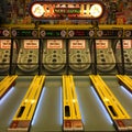 A Skee ball game sits vacant late at night Royalty Free Stock Photo