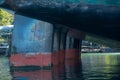 Skegs on Barge in Duwamish Waterway - Seattle, WA Royalty Free Stock Photo