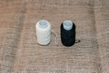Skein of black and white threads for sewing shoes.