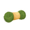 Skein of green knitting yarn.
