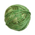 skein of green melange yarn isolated on white