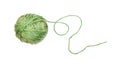 skein of greenish yellow yarn with unwound tail